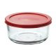 Glass Dish 2Cup Red Lid Round