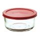Glass Dish 4Cup Red Lid Round